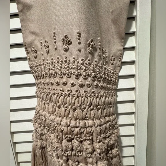 CAROLINA HERRERA—Vintage Taupe/Beige Scarf/Wrap—90% Wool, 10% Cashmere - Picture 3 of 4